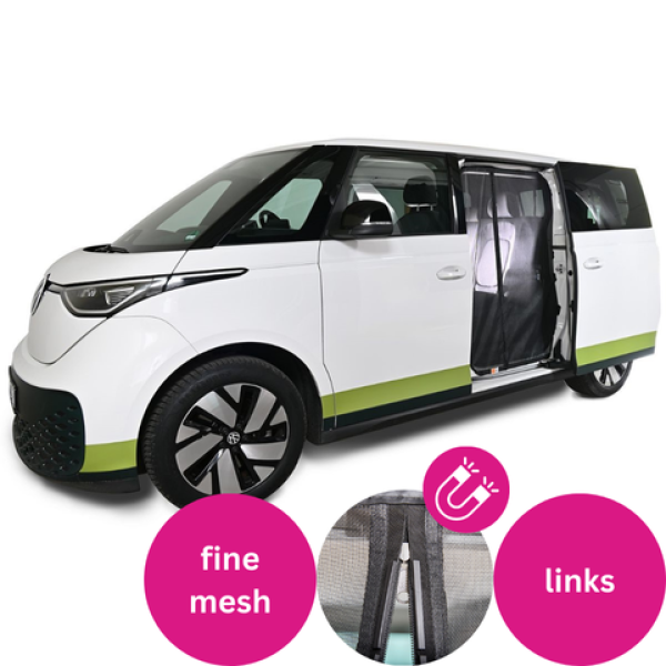 VanQuito Moskitonetz für VW ID BUZZ Schiebetür kurzer Radstand links fine mesh Magnetreißverschluss